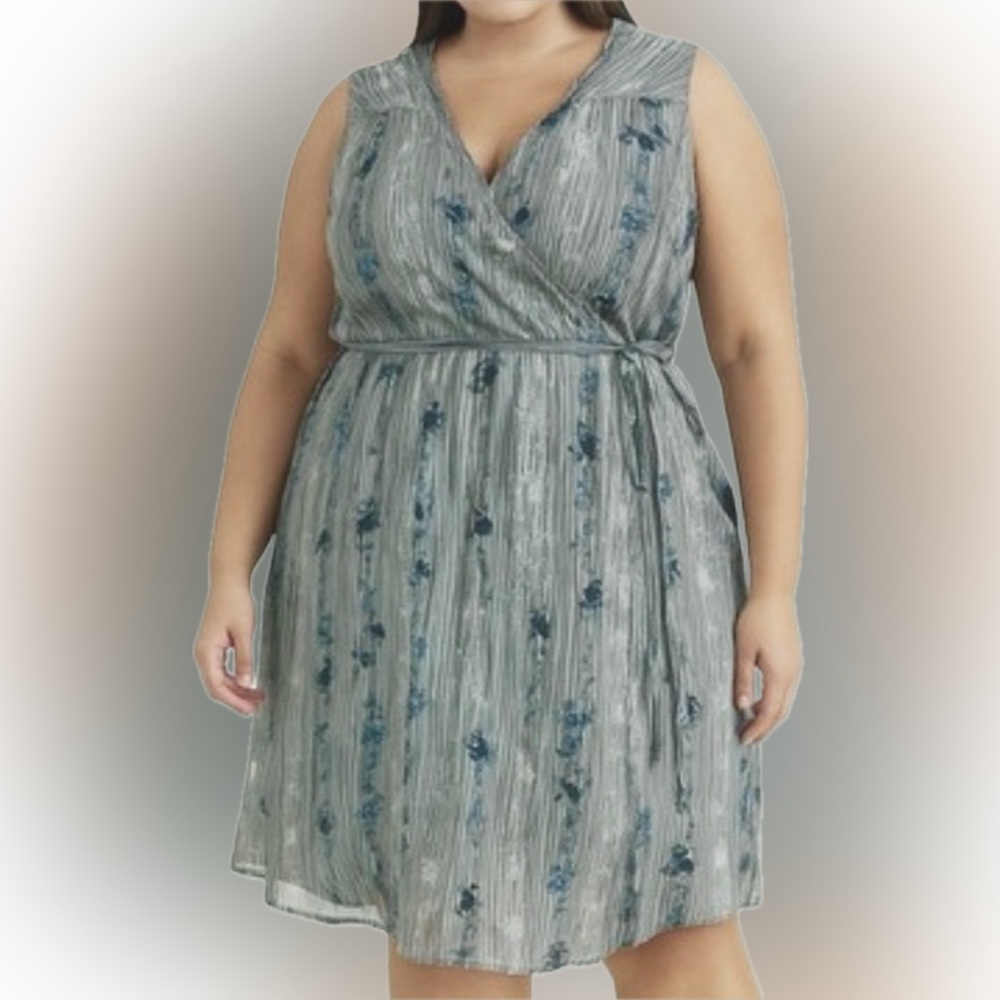 J. Jill Blue and Gray Floral Midi Dress